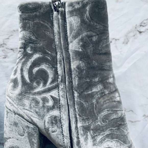 Rebecca Minkoff Bryce Embossed Silver Velvet Boots - Picture 4 of 8